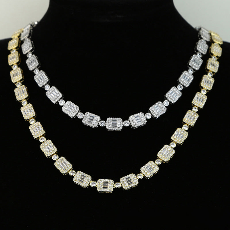 Glitter Glimmer Iced 8mm Moissanite Baguette Cut Chain